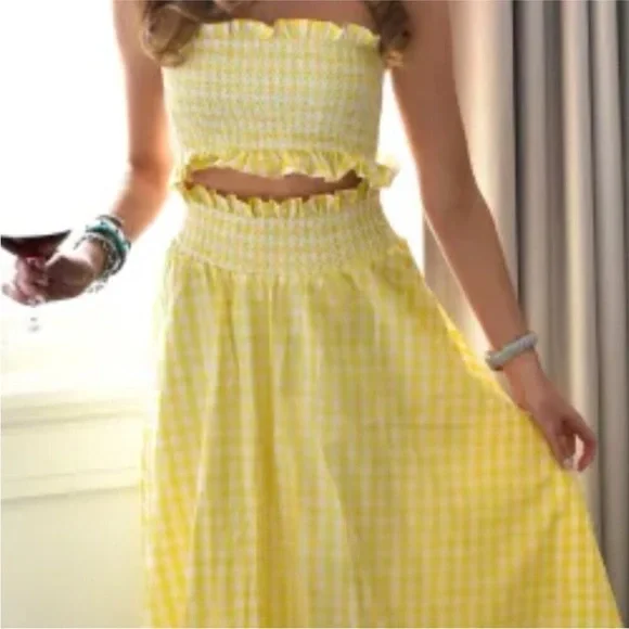 Zara Yellow and White Gingham Skirt Set - Picture 11 of 14